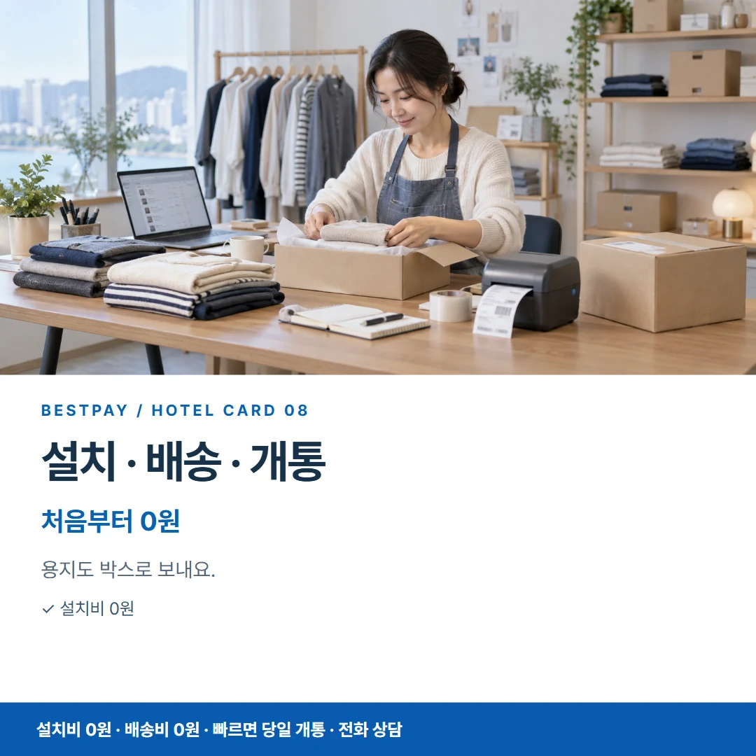 호텔 PG단말기 · 설치 · 배송 · 개통 처음부터 0원 카드뉴스 8